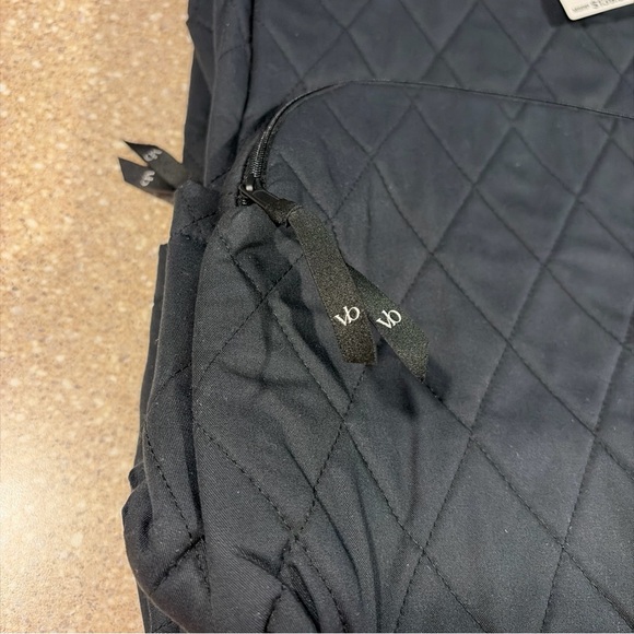 NWT Vera Bradley Large Quilted Laptop Backpack Bag Moonless Night Black Flowers - Picture 3 of 8